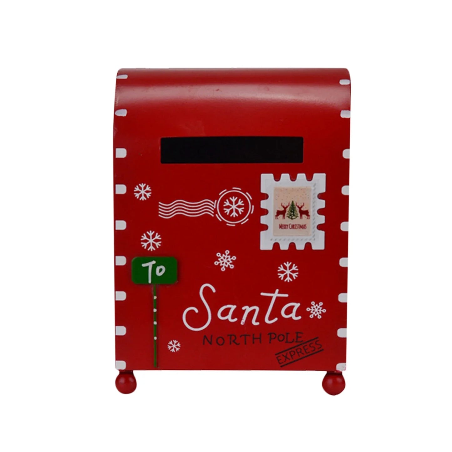 Christmas Mailbox Metal Letter Box Postbox Xmas Delivery Mailbox for Garden Christmas Party Wedding Party Farmhouse Holiday