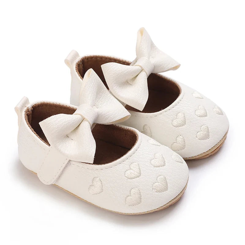 0-1Year Baby Shoes Infant Pre-Walker Shoes Girls Princess Bow Shoes Cute Breathable Flower Soft Sole Casual Sports Footwear