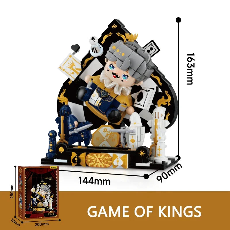 Creative Cartoon Poker Face Building Block Lovely King Queen Knight Joker Big Head Figures Model Bricks Kids DIY Toys Gifts