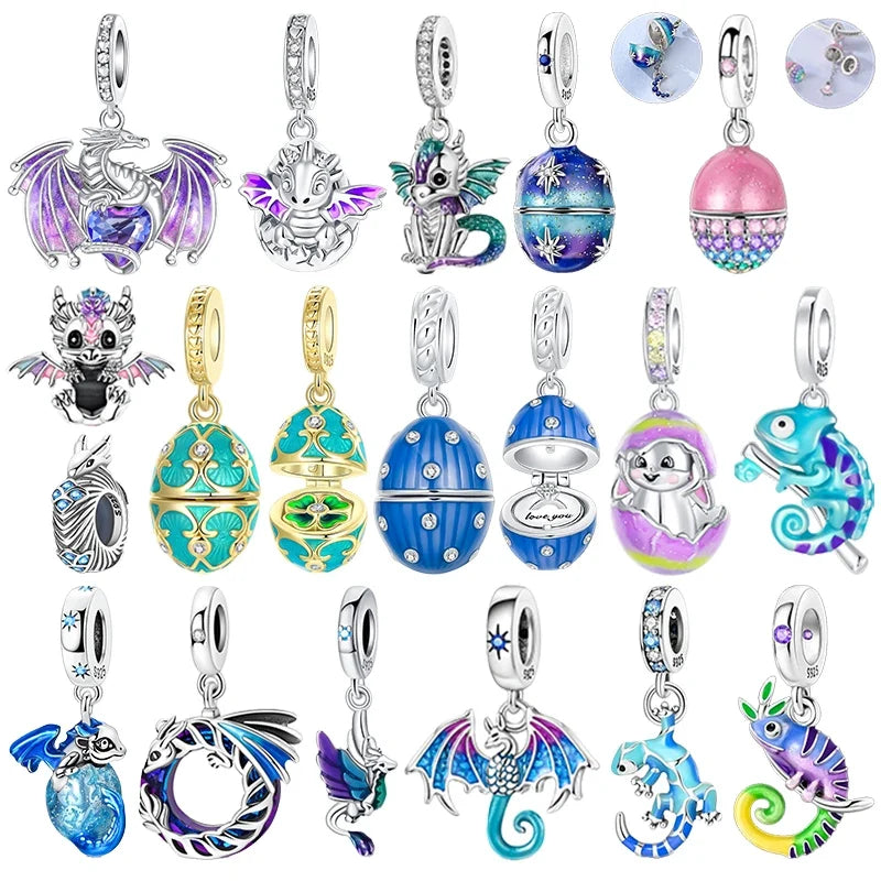 925 Sterling Silver Can Be Opened Pandant Easter Egg Charms Beads Fit