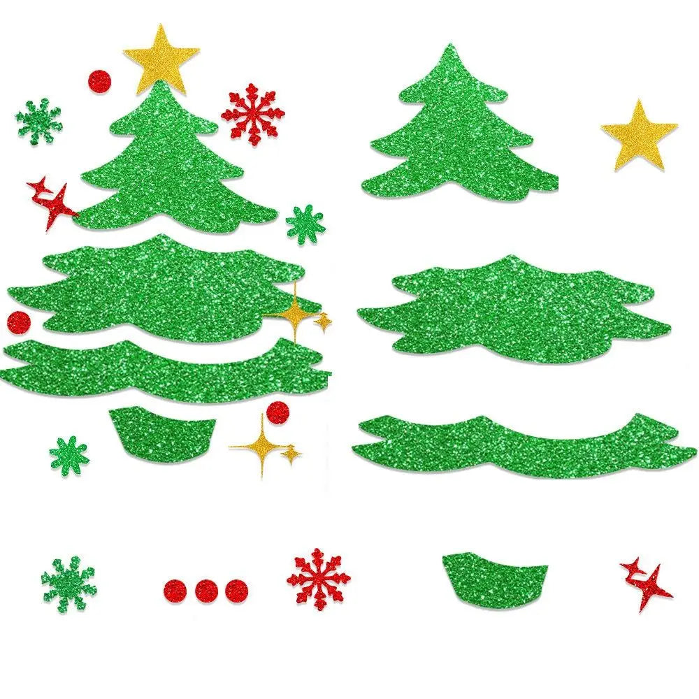 2 Set Cartoon Christmas Felt Door Sticker Funny Elk Christmas Tree Snowman Santa Claus Window Sticker Exquisite