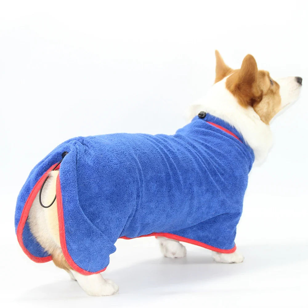 Dog Bathrobe Microfiber Quick Drying Coat Super Absorbent Luxurious Soft Pet Bath Towel Adjustable Warm Dog Bathing Supplies