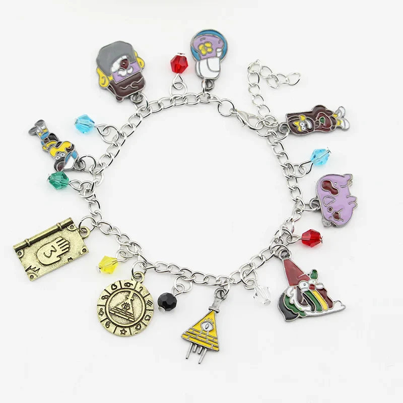 Adventure Animation Gravity Falls Enamel Charm Bracelet Comedy Anime Cartoon Metal Jewellery Accessory Children Gifts