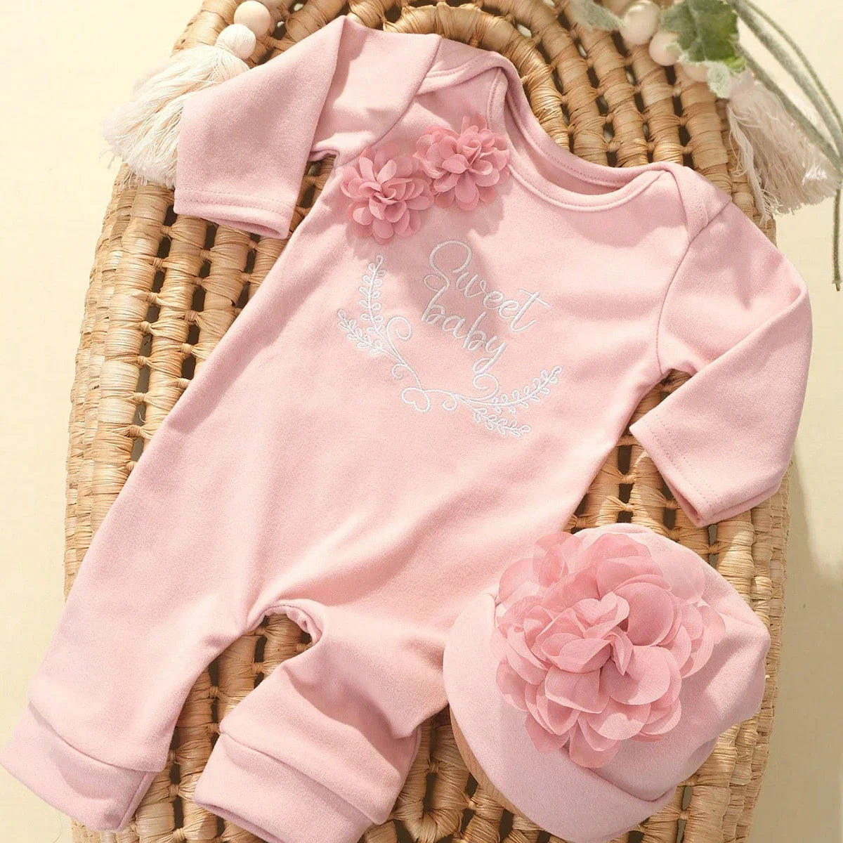 2pcs Newborn Rompers Spring Autumn Baby Girl Clothes Floral Cotton
