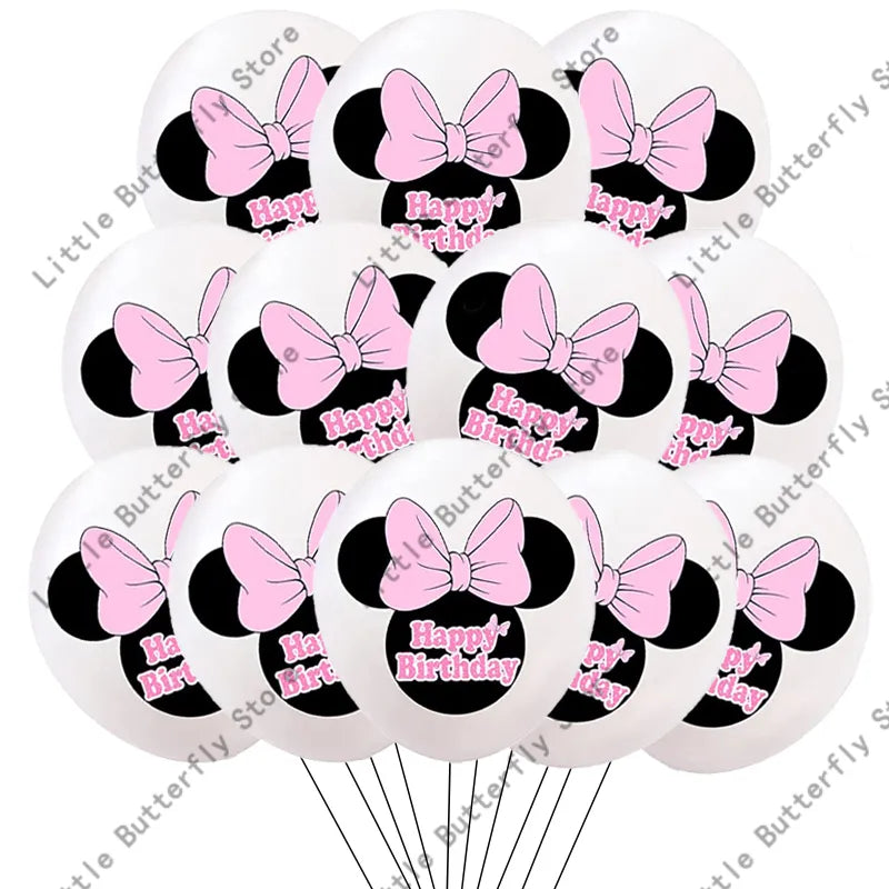 Disney 10/20/30pcs 12 Inch Pink Minnie Mouse Latex Balloon Party Supplies Party Balloon Balloons for Birthday Party Decorations