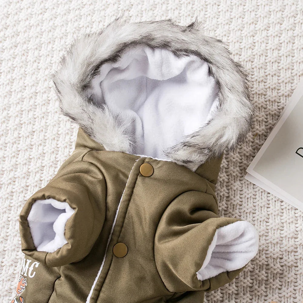 Winter Pet Dog Clothes Warm Dog Hooded Jacket Thicken Coat Jumpsuit for Small Dogs Pet Clothing For French Bulldog Puppy Outfits