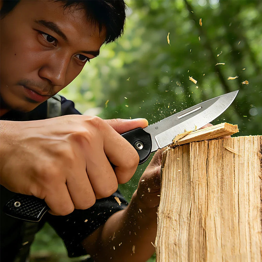 Folding Pocket Knife With Non Slip Handle High Hardness Stainless Steel Blade For Camping Hiking And Outdoor Daily Use