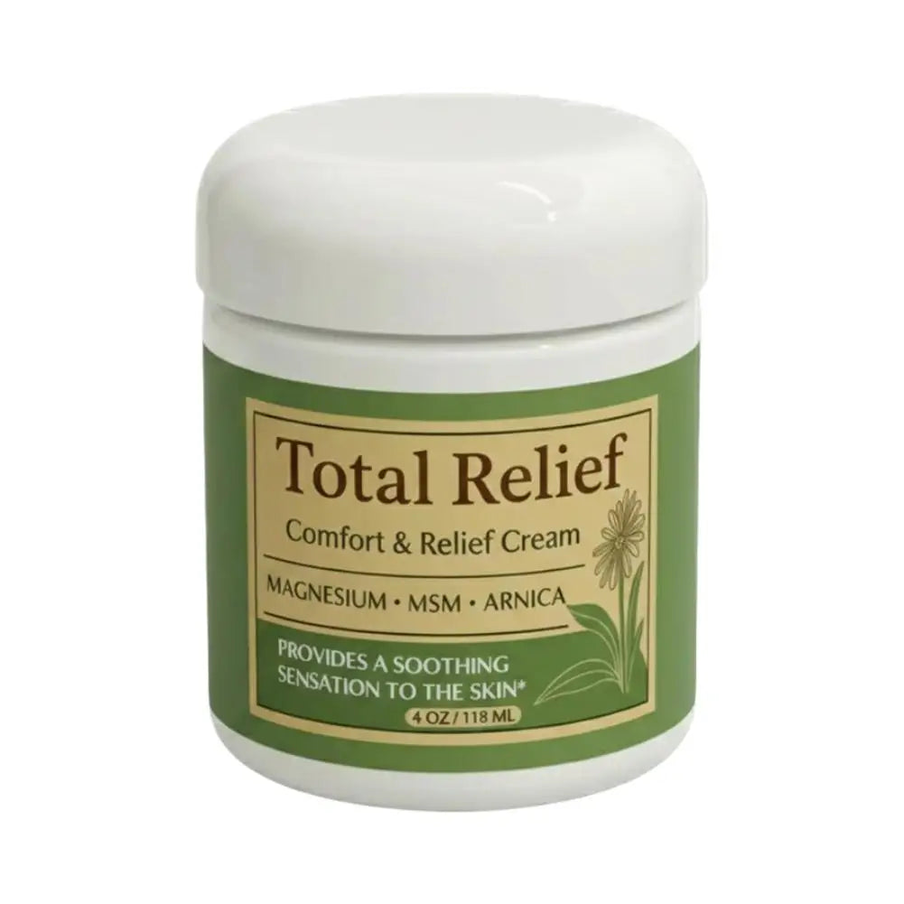 Total Relief Magnesium Body Cream, Nerve-Soothing Formula with MSM & Arnica for Daily Moisturizing & Skin Comfort Not Greasy