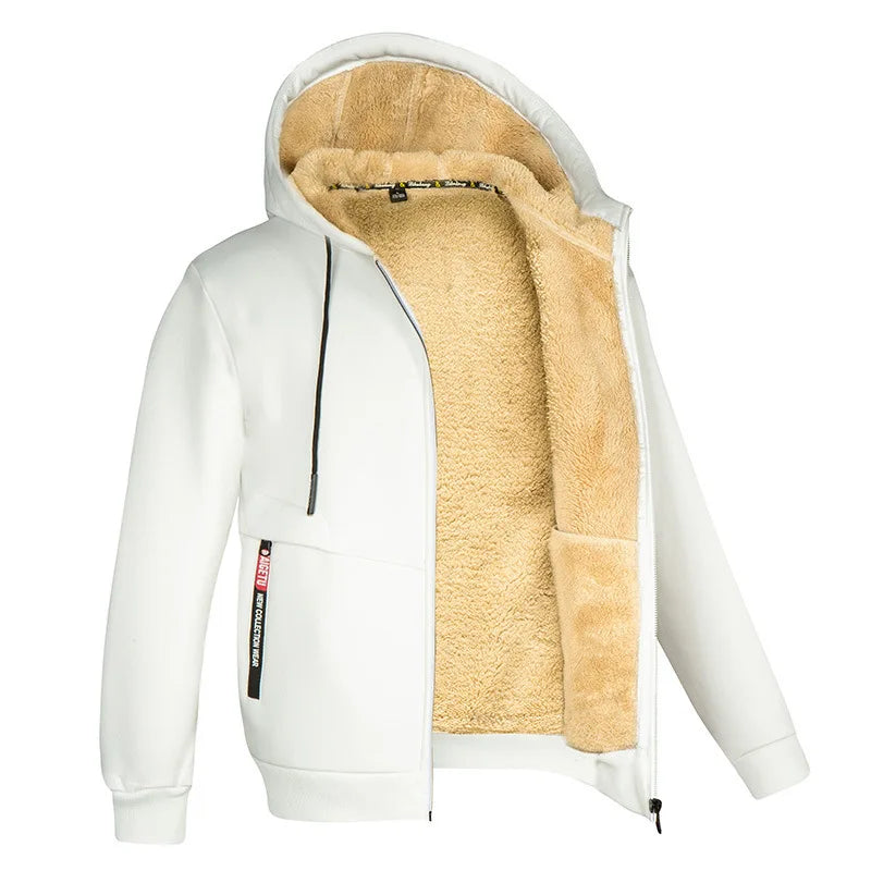 Men's Jacket Winter Camouflage Fleece Thicken Hooded Jackets, Casual Zip Up Hoodies Streetwear Coats.