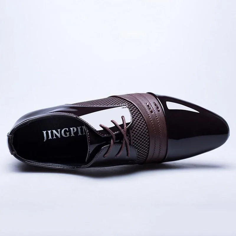 New British Men Leather Shoes, Classic Pointed Toe Formal.
