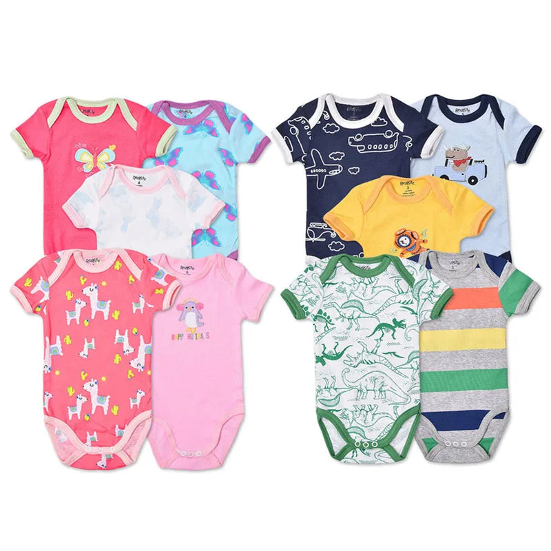 5pcs 3m-24m Short Sleeve Cotton Winggle-In Jumpsuit Infant Baby