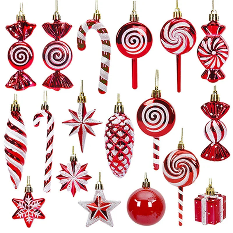Merry Christmas Ball Candy Cane Pendants Ornaments Christmas Tree Pendant Decoration for Home New Year 2025 Exquisite Xmas Gift