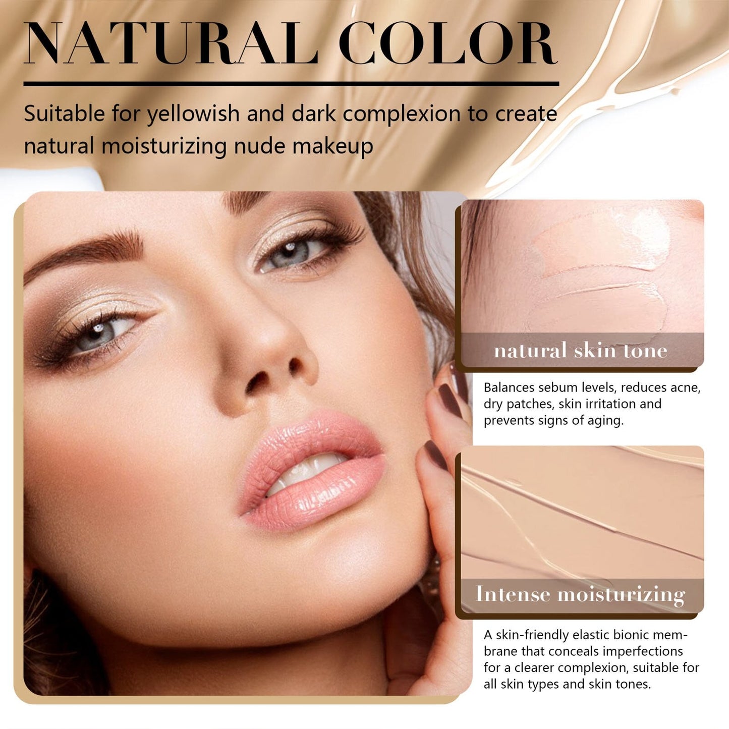 CC Cream Moisturizing Liquid Foundation Concealer Long Lasting Safe Plant Ingredients CC Cream With Mushroom Head Apply Makeup
