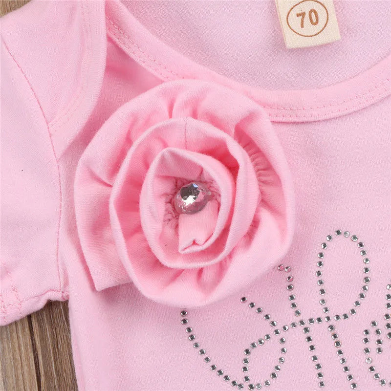 0-18months Baby Girls Romper with Headband Solid Pink Summer Short