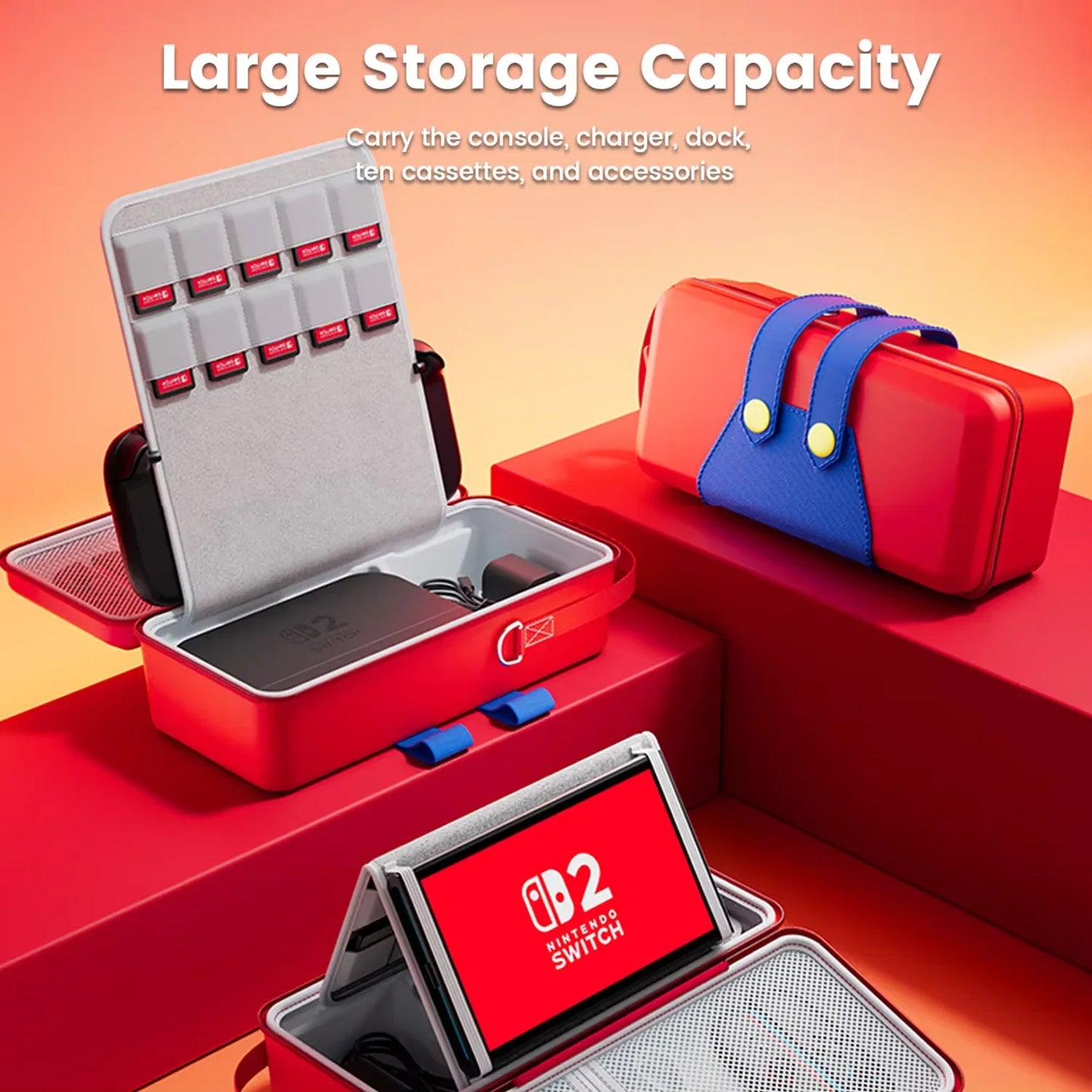 Game Theme EVA Carrying Case For Switch 2 Case for NS Switch 2 Bag ortable Hard Shell Storage Bag for Switch 2 accessories
