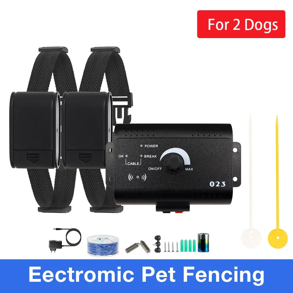 1.2 Acres Electronic Pet Fence System Adjustable Control Range Dog Fencing Dog Training Collar Electric Dog Sound Shocked Collar