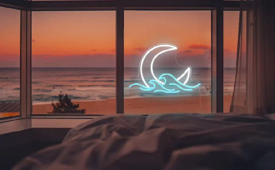 Sunrise Sunset Neon Sign Moon over Sea  LED Light Twilight Wave  Wall Signs for Room Decor Anime Neon Light Acrylic cloud Sign