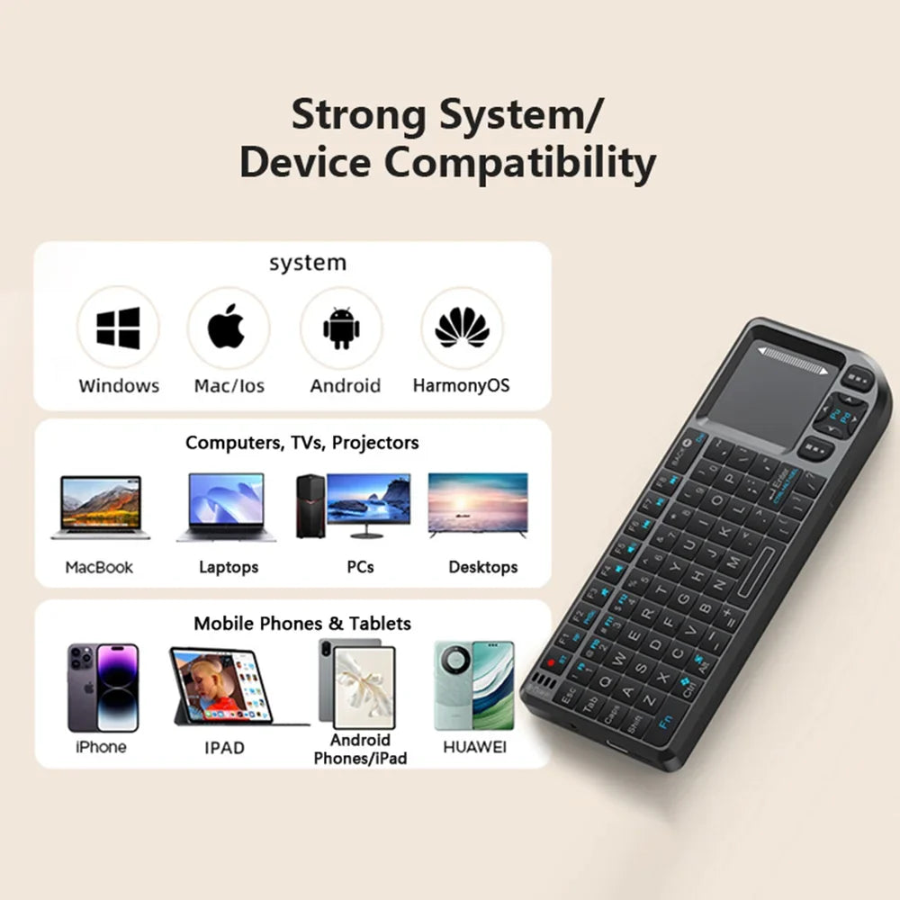 2.4G/Wireless Bluetooth Mini Keyboard Multifunctional Red Laser Keyboard With Touch Mouse Compatible For iOS Windows Android