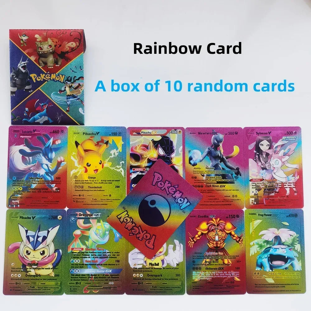 2024 new A Box of 10Pcs Pokemon Cards Gold Foil Card Gold Vmax Vstar V Energy Card Charizard Pikachu Rare Series Battle Coach