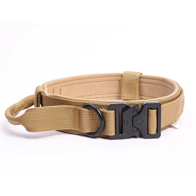 Tactical Dog Collar with Handle Heavy Duty Nylon Collar for Medium Large Dogs Adjustable Camo Pet Collar with Metal Buckle