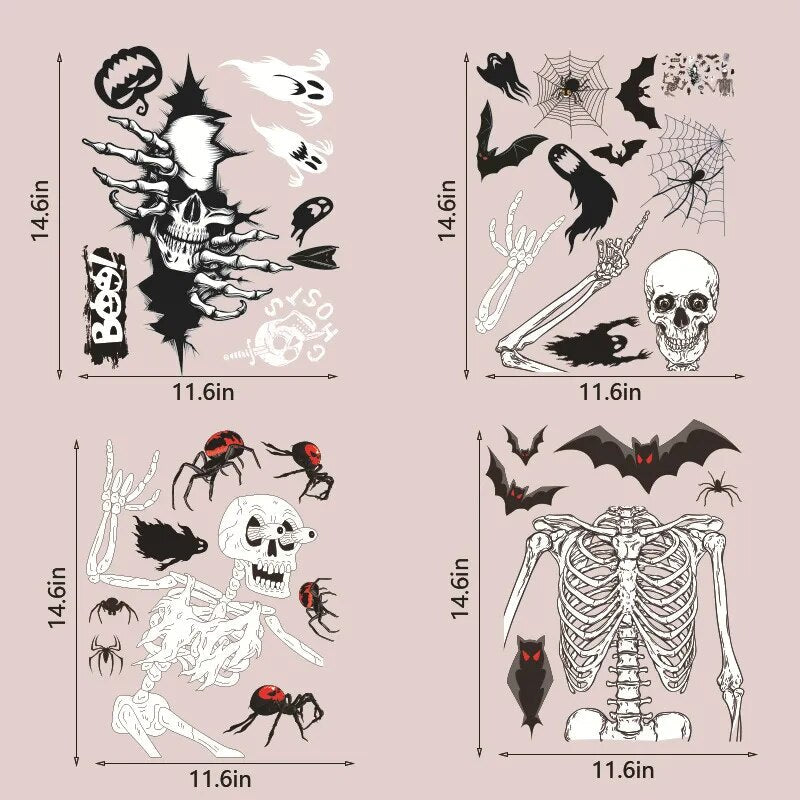 Halloween Decorations Window Clings Halloween Window Stickers Bat Skull Skeleton Stickers Halloween Window Decor for Glass Wall