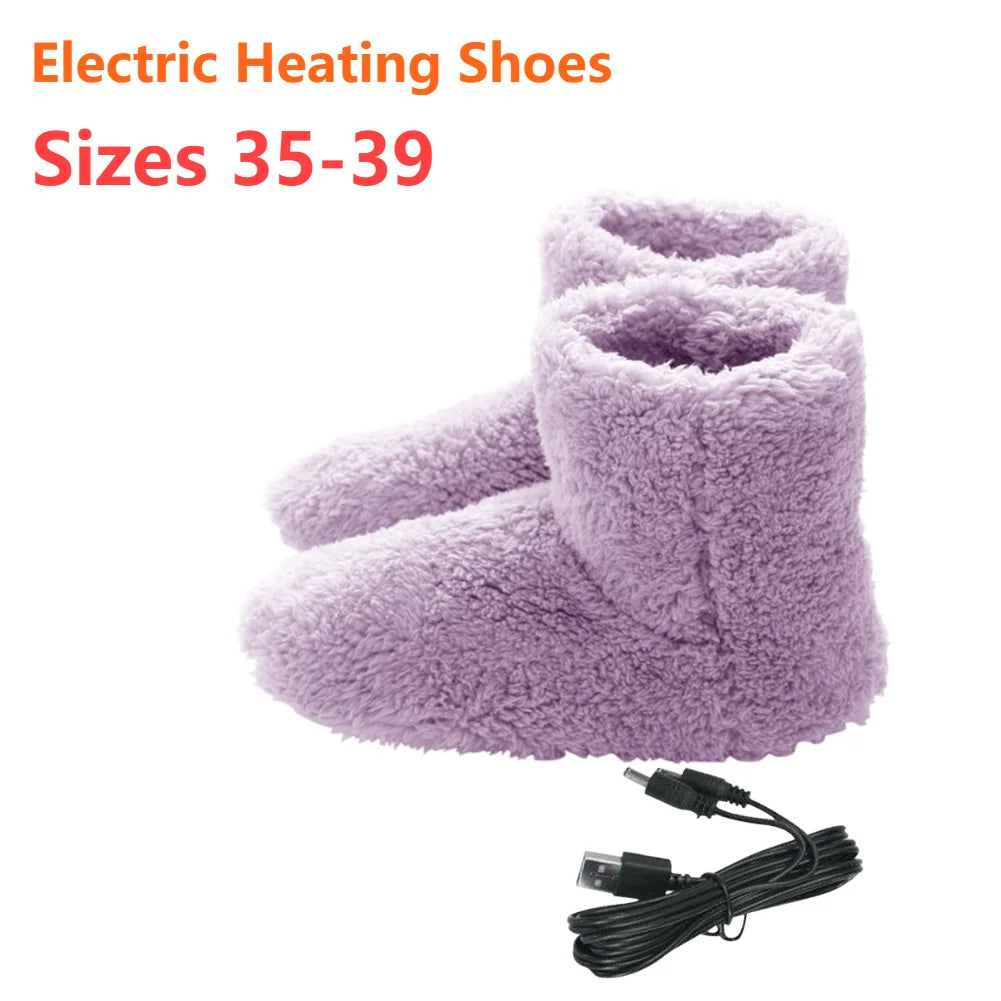 Electric Foot Heating Pad Winter Foot Warmer Soft Plush Heating Shoes Bedroom Slippers Household Foot Warming Mat Foot Heater