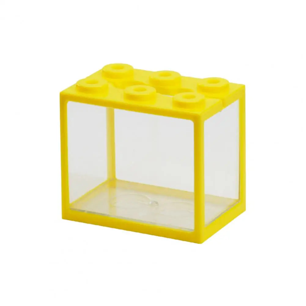 Fish Tank  Cute Building Block Design Desktop Mini Aquarium  Plastic Desktop Fish Tank Fish Pond Pet Box Пейзаж Аквариума