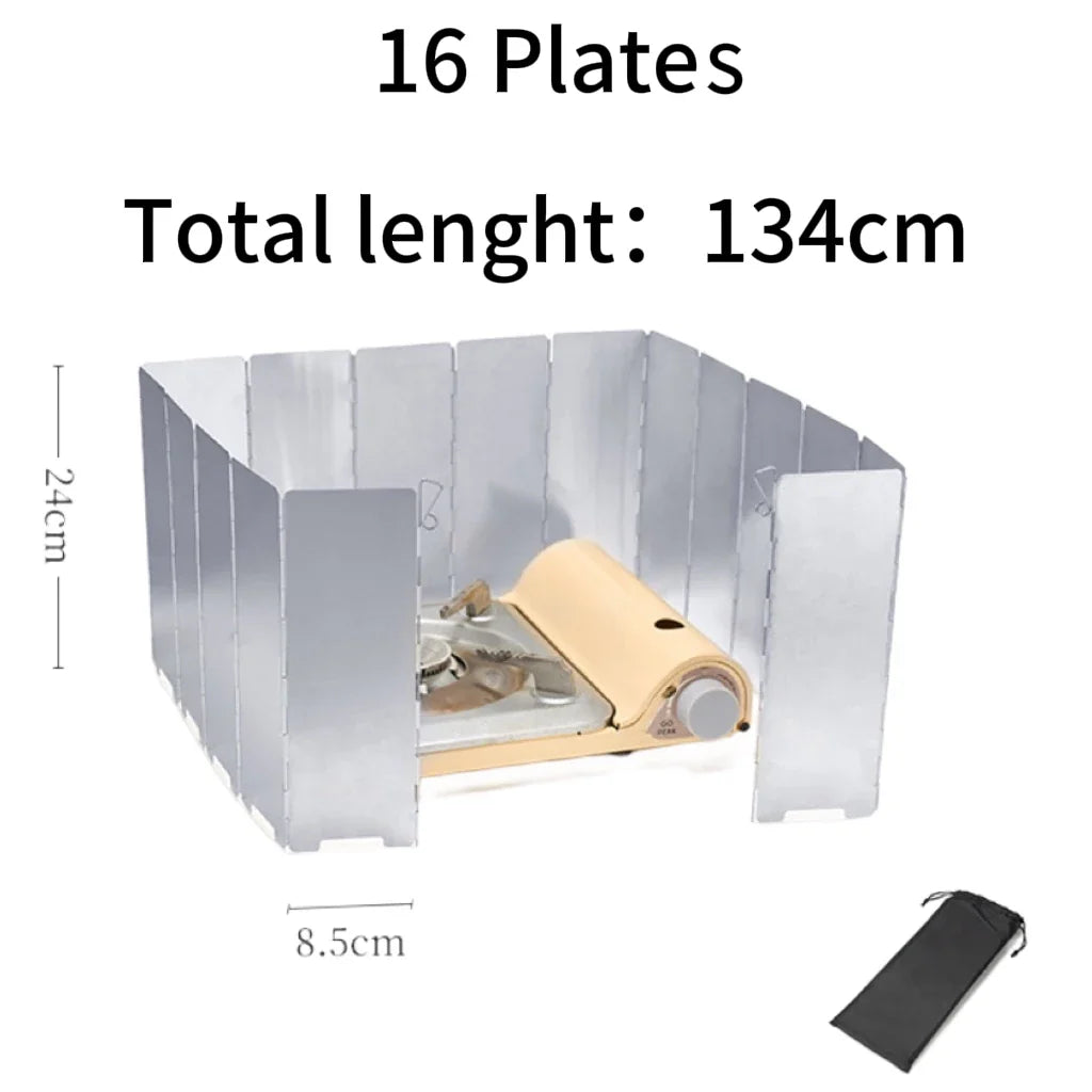 8/10/12/14/16plates Stove Windscreen Aluminum Alloy Stove Wind Shield
