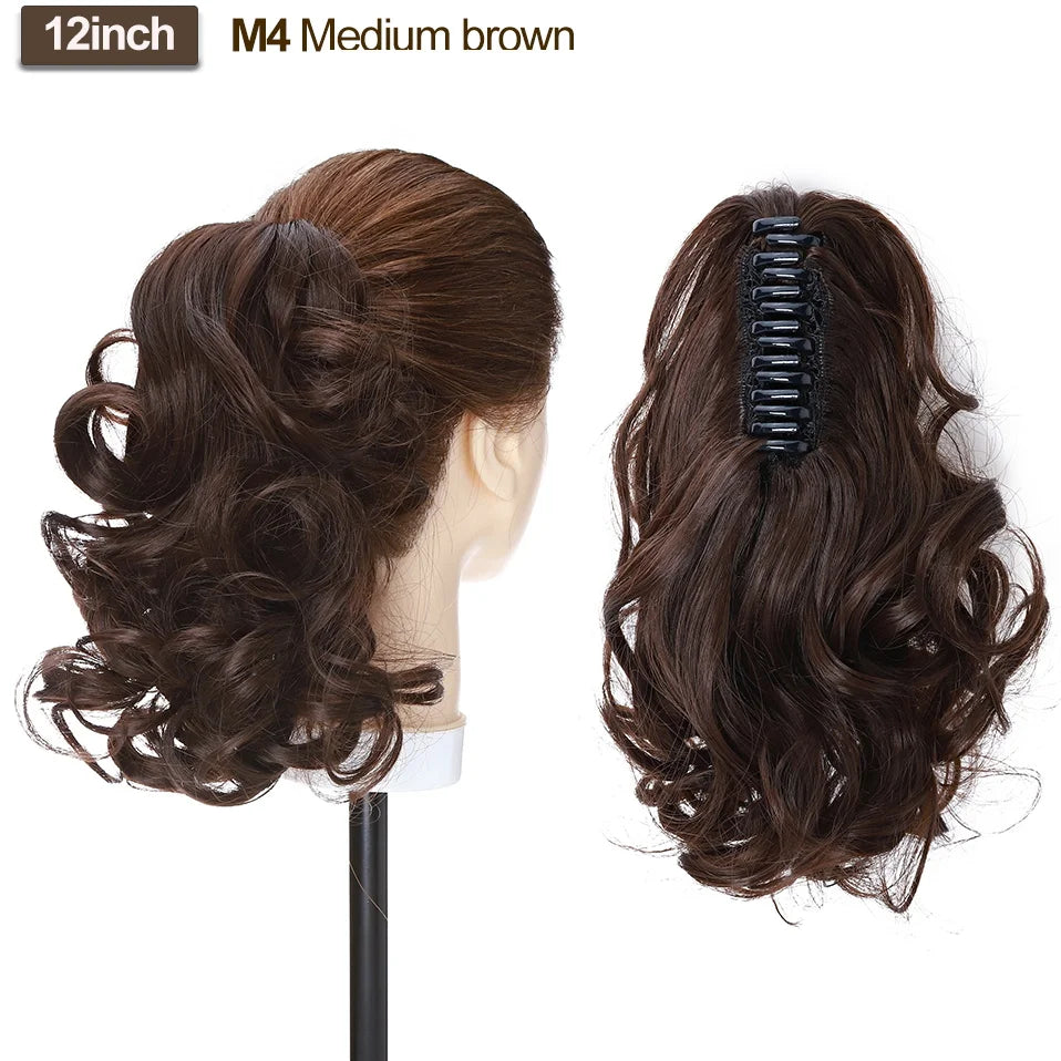BENEHAIR Fake Ponytail Claw On Ponytail Long Wavy Clip In Hair Extension Hair Synthetic Hairpiece For Women Pony Tail Fake Hair