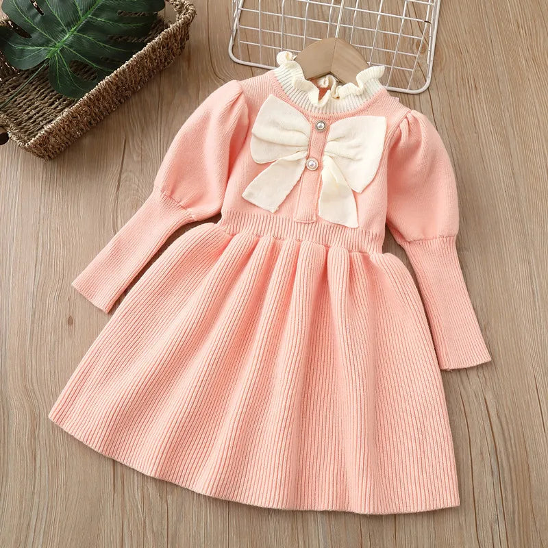Girls Knitted Long Sleeve Casual Kids Baby Knitted Outfit  2-8 Years Christmas School Costume