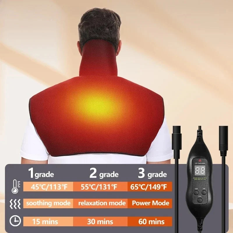 Electric Massage Wrap Neck Shoulder Back Pain Relief Heating Shawl Shoulder Vibration Massager Cold Weather Body Warmer Vest