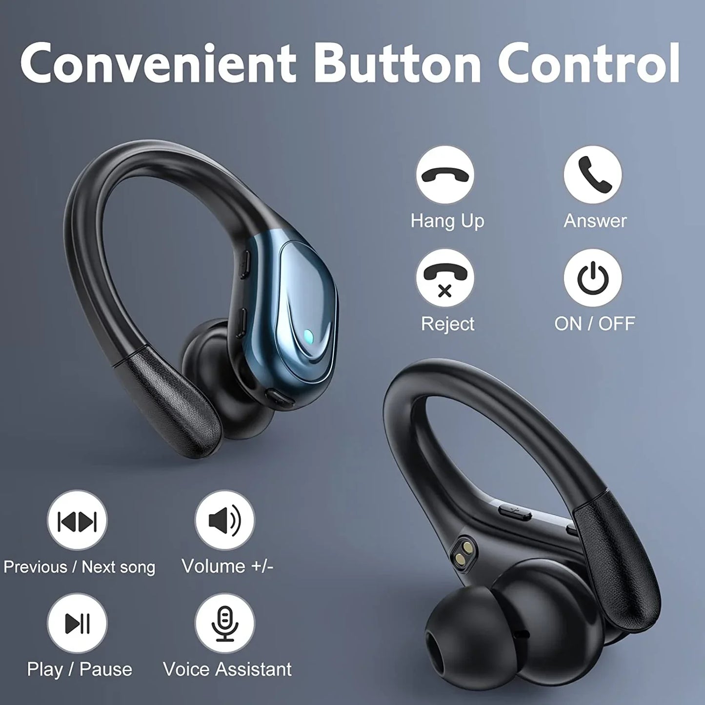 BX17 Bluetooth Earphones Tws Ear Hook Bluetooth 6.0 Running Sports Stereo Buttons Control With Microphone Wireless Headphones