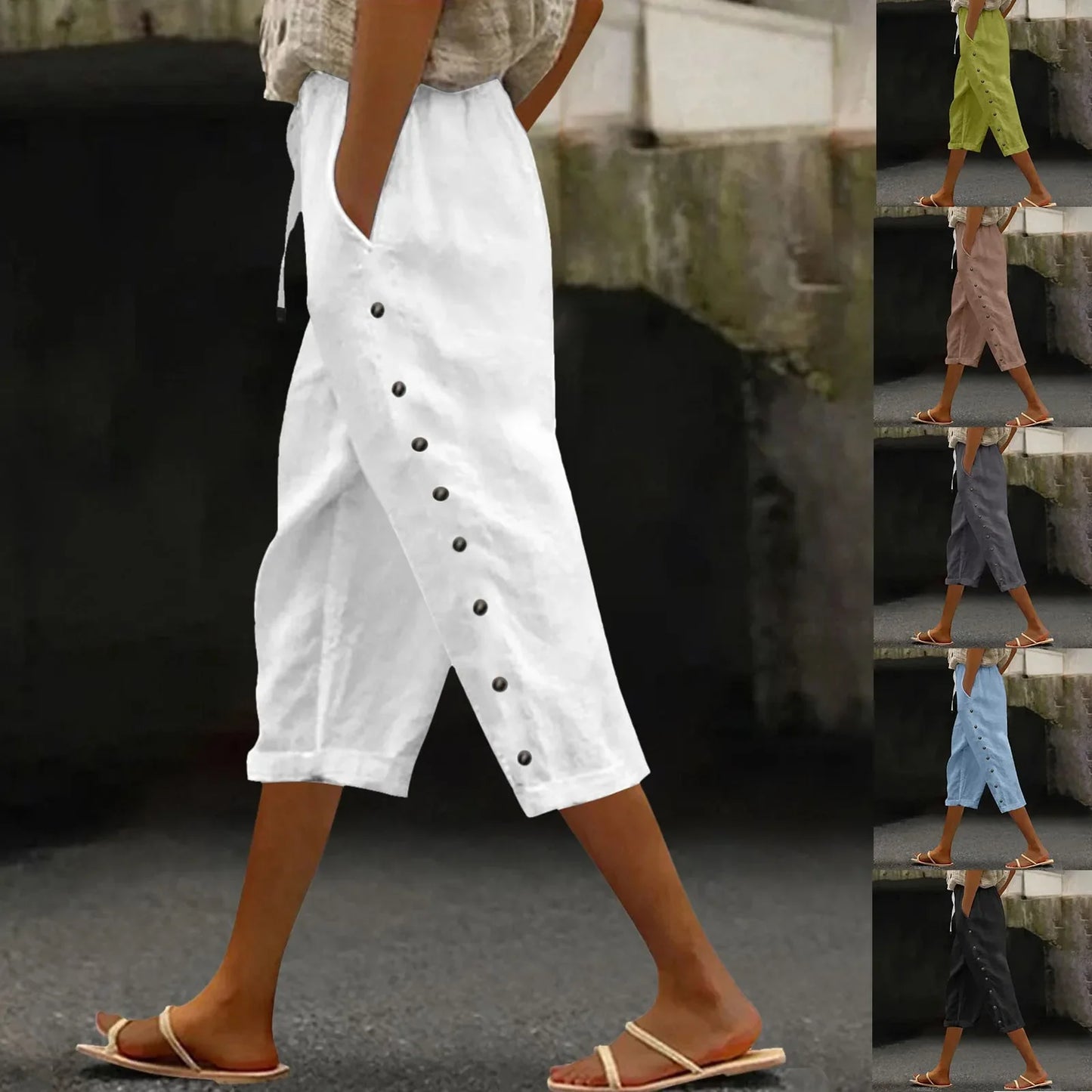Fashion Casual Summer Capris Women'S High Waisted Short Pants Black White Slim Fit Trousers Street Sports White Black Pants