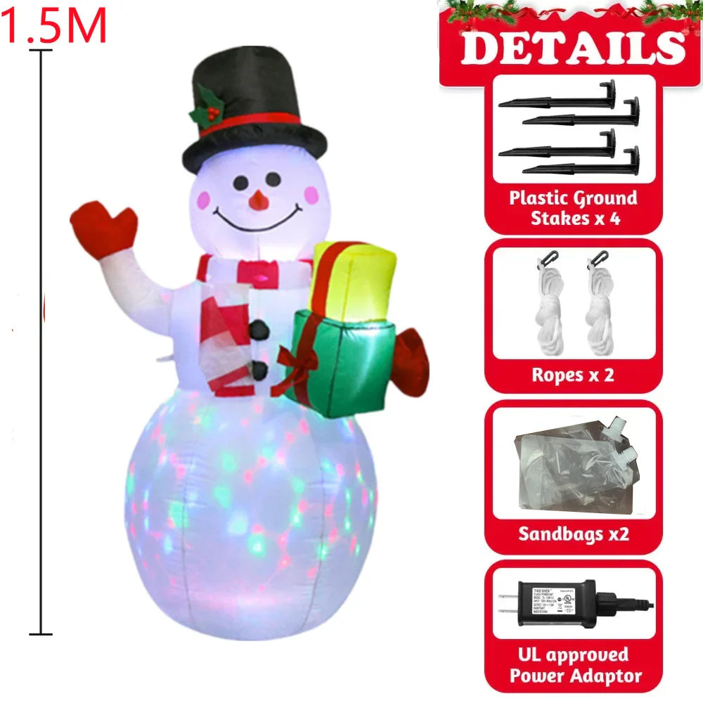 2.4M Inflatable Christmas Giant Nutcracker Soldier And Snowman Built-in LED Lights Indoor Outdoor Decoration Yard Holiday Party