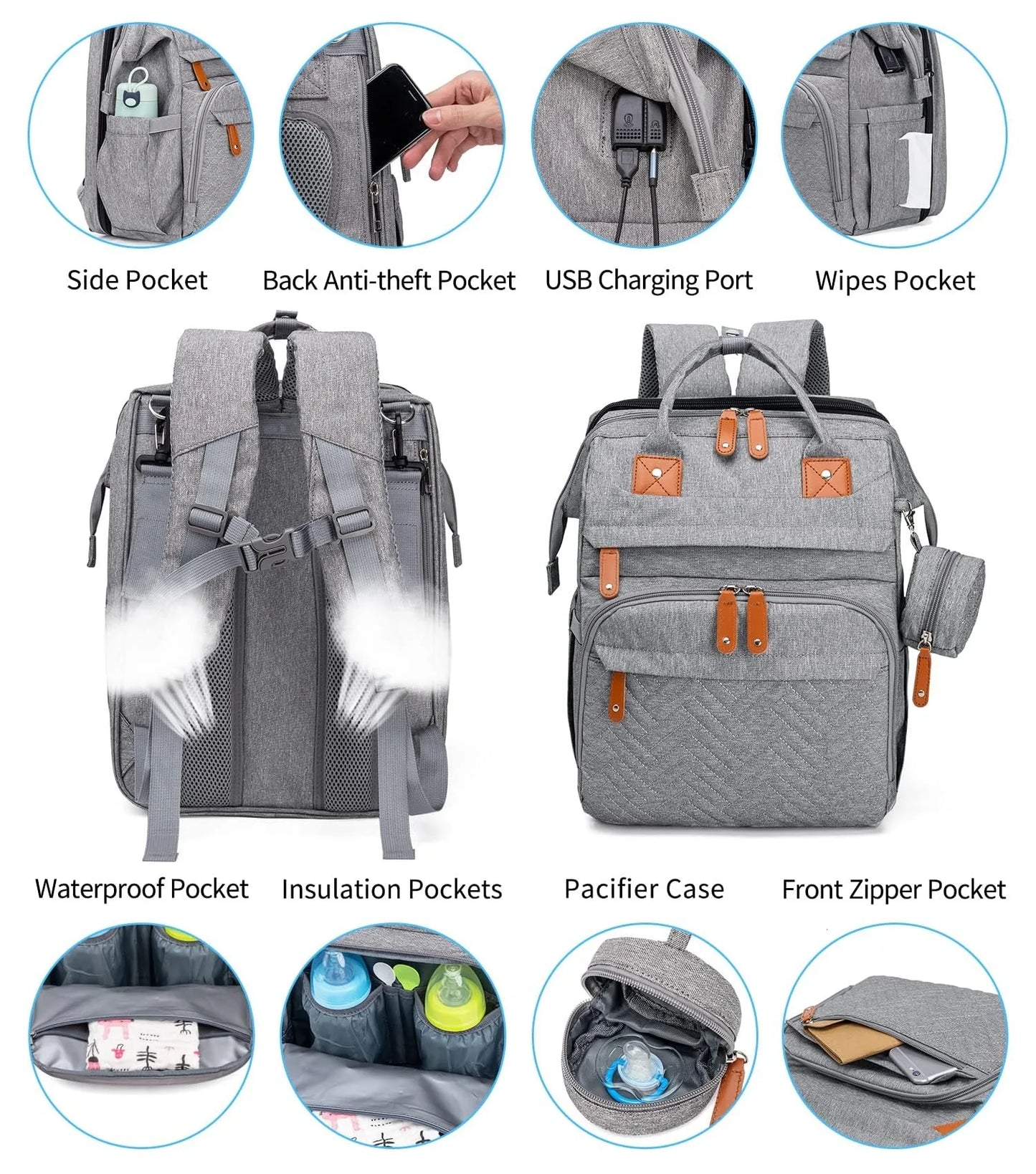 Changing Bag Backpack Baby Changing Backpacks with Large Capacity