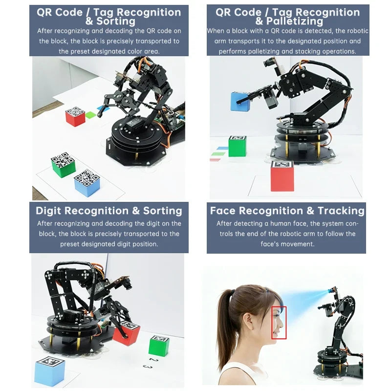 6 DOF Robotic Arm with Gripper Claw, PS2 Control, Metal Alloy, 20kg Servo, Compatible Arduino STM32 DIY Programmable Robot Kit