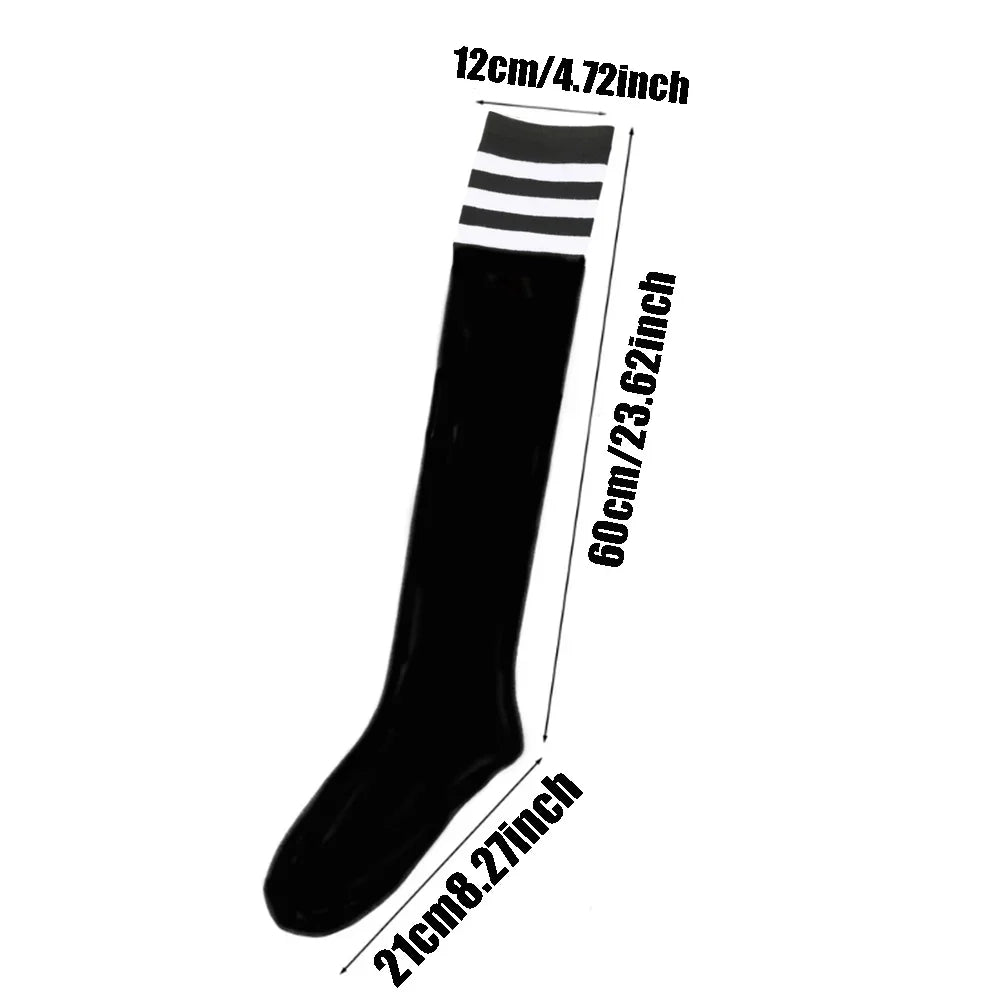 1 Pair Plus Size Women Thigh High Socks for Thick Thighs, Widened Extra Long  Striped Stockings.