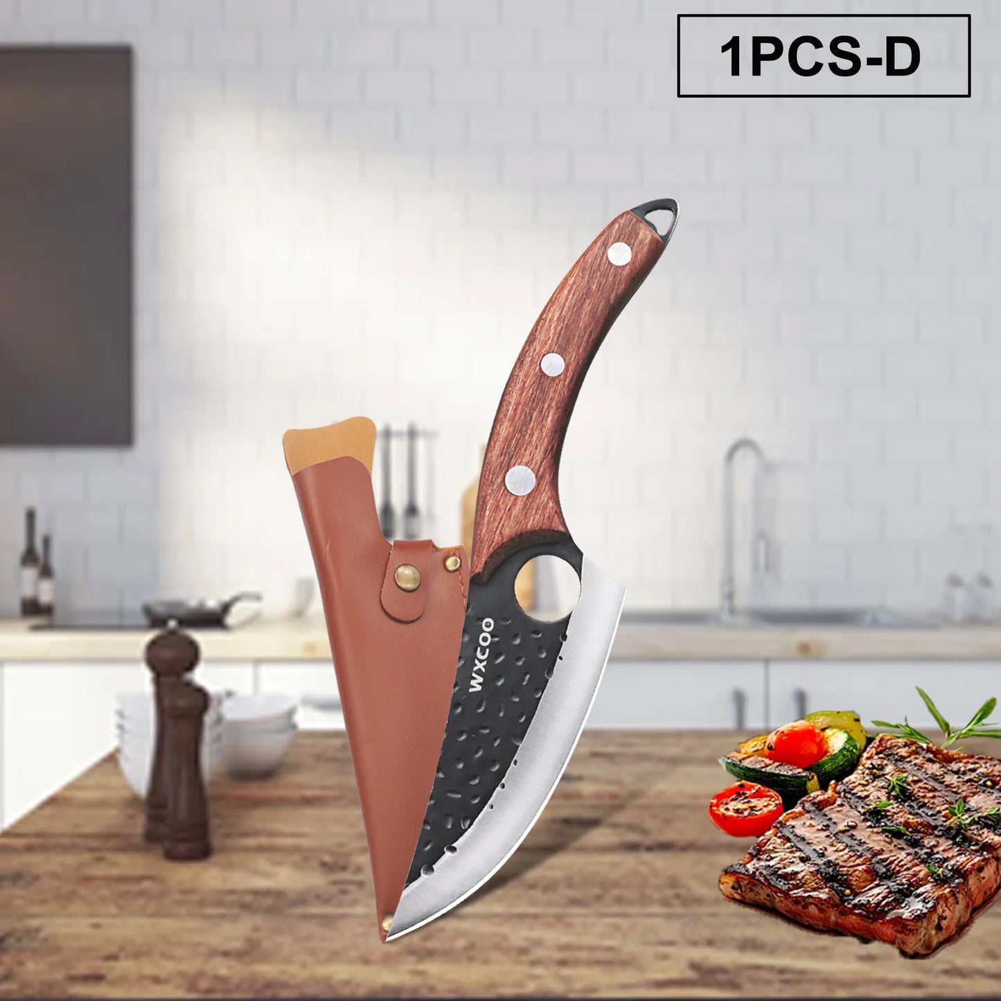 Professional Kitchen Forged Knife BBQ Cooking Chef Knives Wooden Handle Meat Cleaver Fruit Cutter Boning Knife Kitchen Supplies