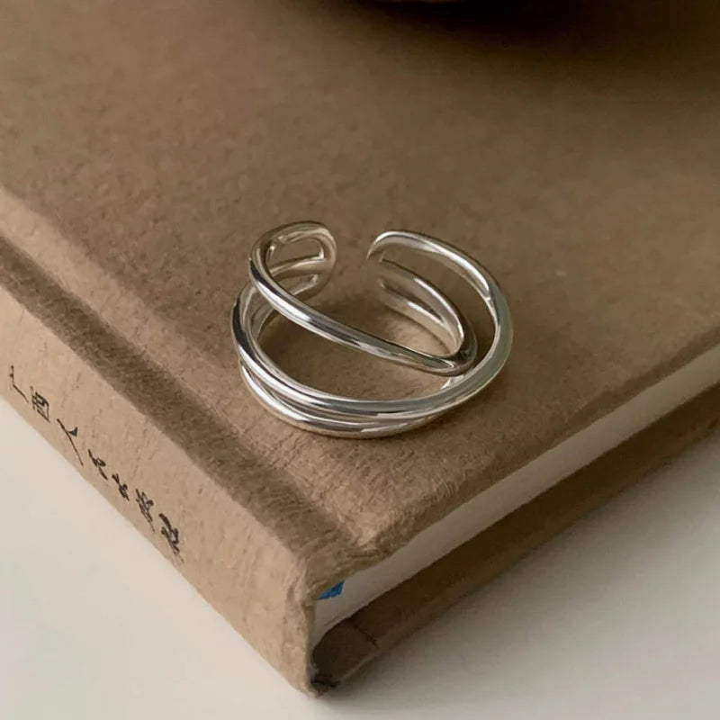 925 Sterling Silver Open Finger Mobius Ring Twist for Women Golden Rock Punk Lines Stackable Jewelry Gift Dropship Wholesale
