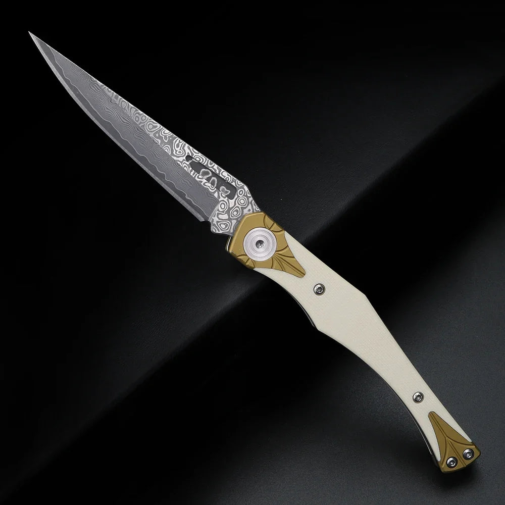 Folding knife, Damascus steel, portable, G10 handle, outdoor multi-functional pocket knife, high hardness knife