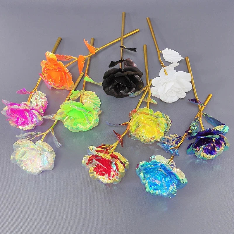 5/10/20pcs 24K Foil Plated Rose Valentine's Day Creative Gift Gold Rose Lasts Forever Love Wedding Decor Lover Lighting Roses