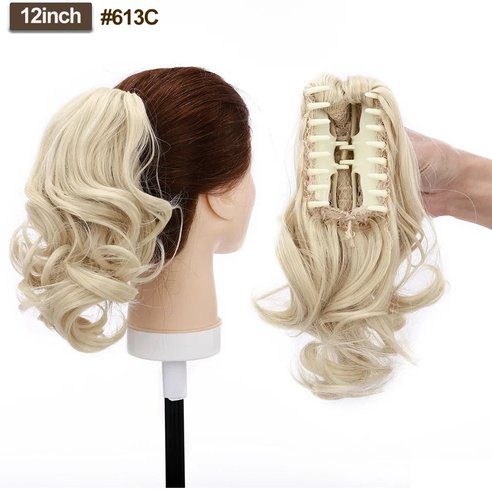 BENEHAIR Fake Ponytail Claw On Ponytail Long Wavy Clip In Hair Extension Hair Synthetic Hairpiece For Women Pony Tail Fake Hair