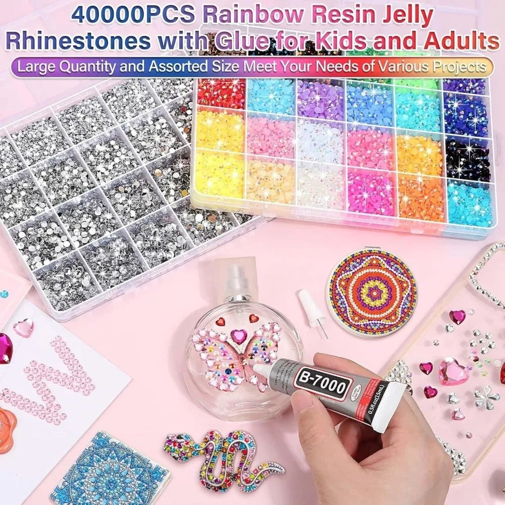 Multicolor Resin Rhinestone Kit Sparkling DIY Decoration Jelly Rhinestones Diamond Art Bedazzling Rhinestones