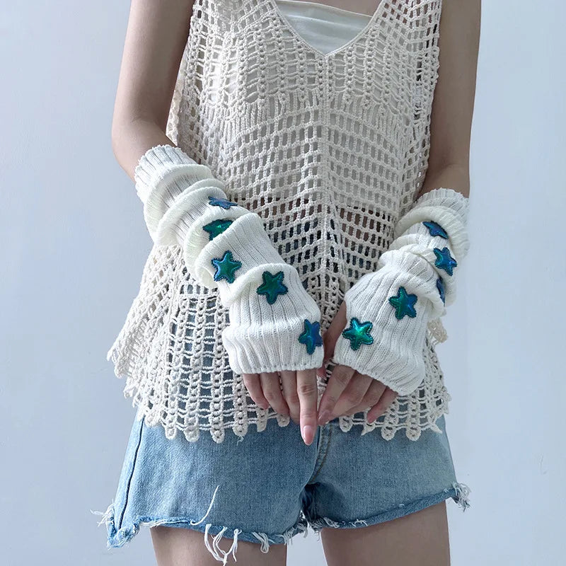Creative Star Long Sleeves Women Girls Korean Y2K Jk Lolita Accessories Autumn Winter Warm Oversleeve Solid Versatila Arm Warmer