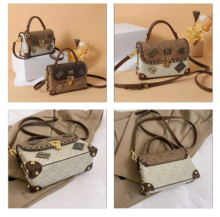 Women's Retro PU Leather Shoulder Bag Fashion Chain Handbag Crossbody for Daily Use
