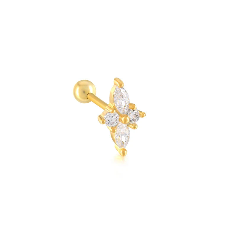 CANNER Pendientes Plata 925 Piercing Stud Earrings For Women Cubic Zirconia 925 Sterling Silver Cartilage Earring Jewerly 1pcs