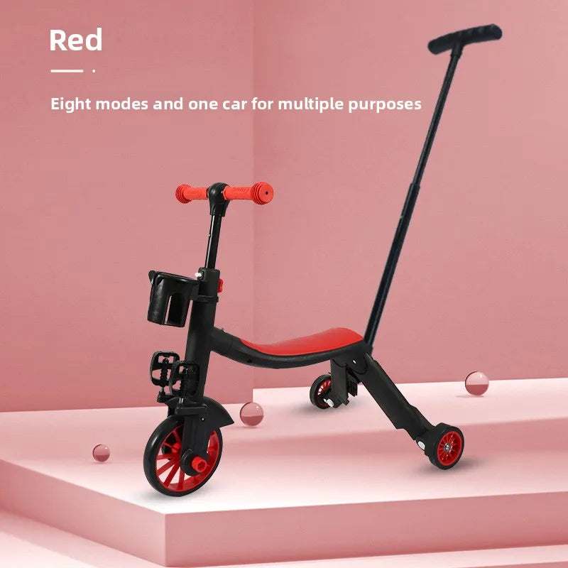 Multifunction Kick Scooter Adjustable  Boys, Girls Cycling  Push Handle Pedal 3 in 1