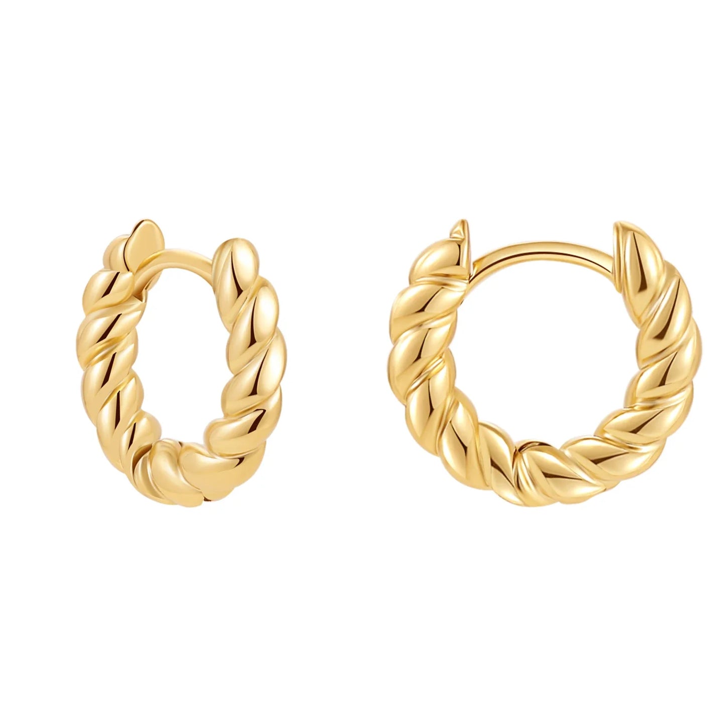 New Trendy Stackable Cartilage Twisted Huggie Ear Buckle Gold Color Circle Hoop Earrings for Women Creative Jewelry 12/14/16mm