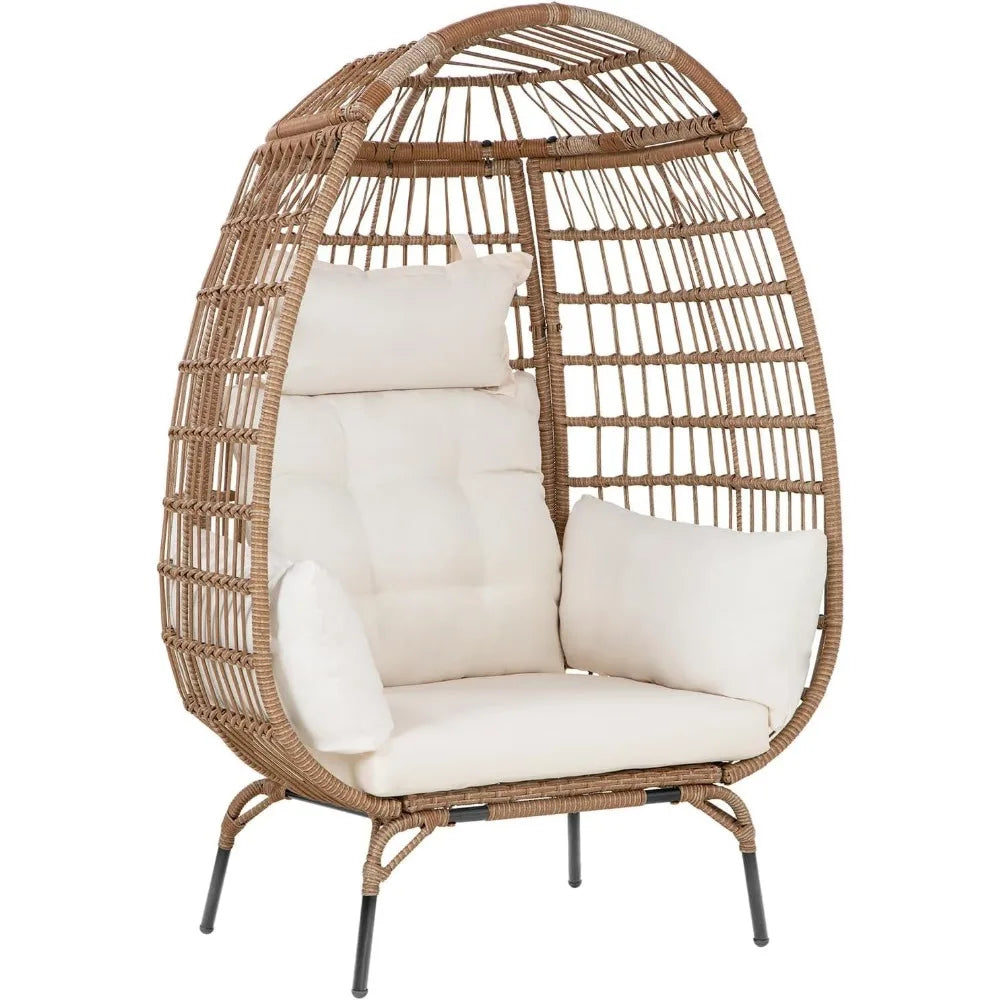 Large Egg Chair with Bracket, Room Decoration Aesthetic Reading Chair, Outdoor Leisure Chair Willow Egg Chair