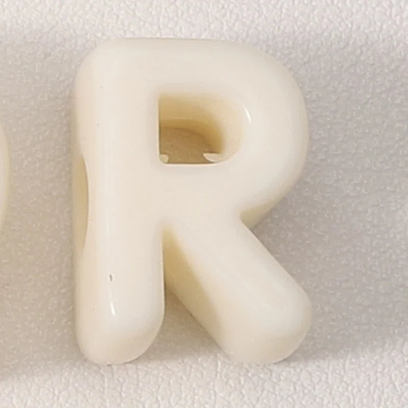 20pcs Beige Acrylic Large Hole Letter Loose Beads DIY Necklace